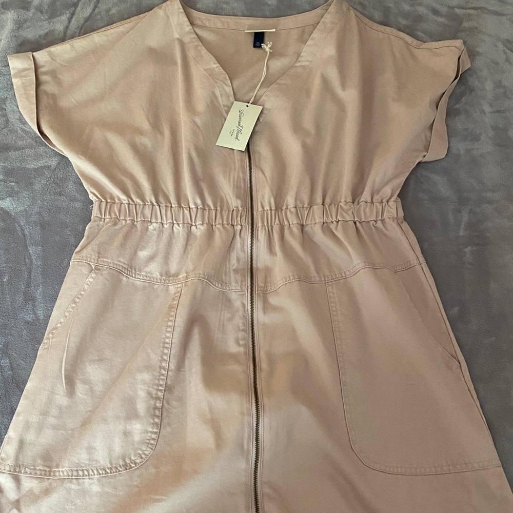 Pastel pink front zip dress